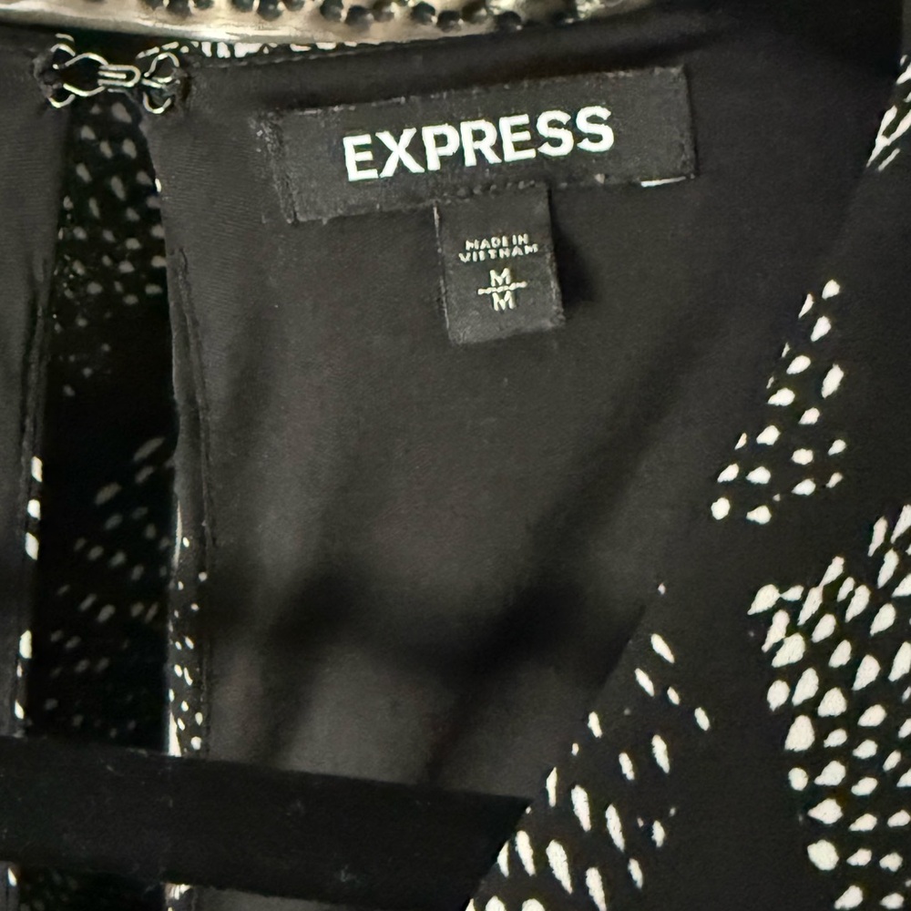 Express Black and White Long Sleeve Dress - Picture 3 of 3